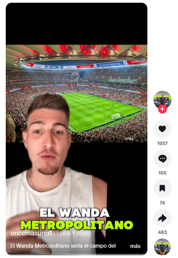Captura del video de TikTok que informa sobre la posible sede provisional del Rayo Vallecano en LaLiga.