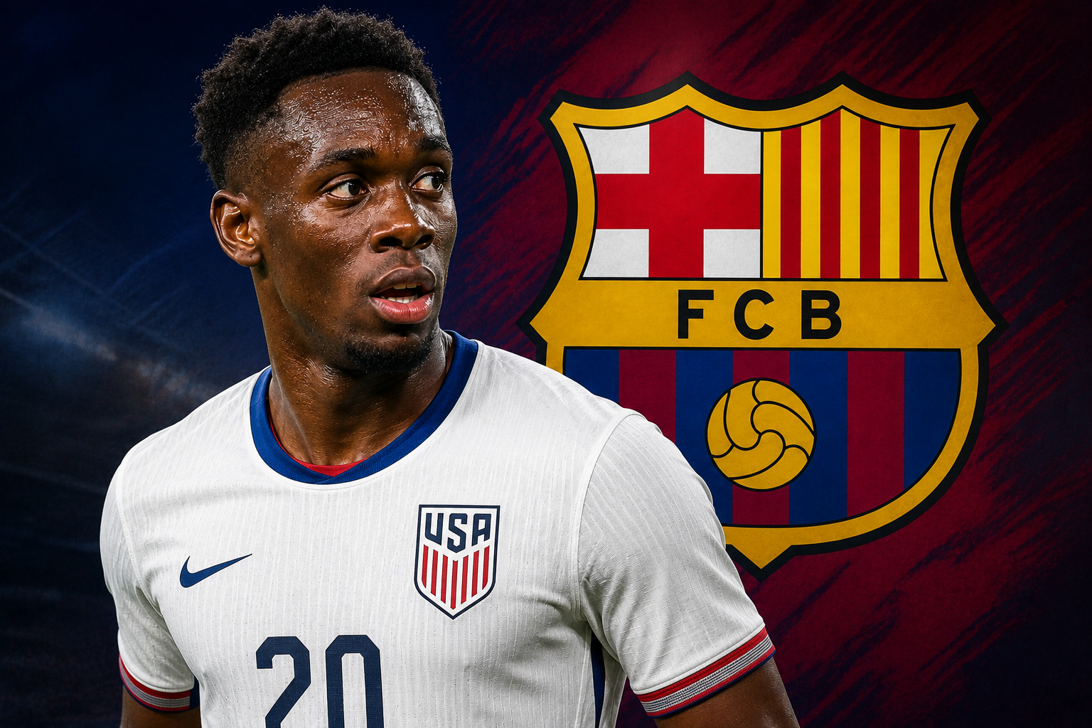 Folarin Balogun con la camiseta de la selección de Estados Unidos.