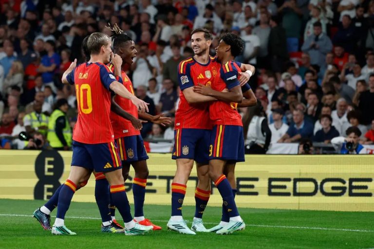 Jugadores de la selección española durante un partido