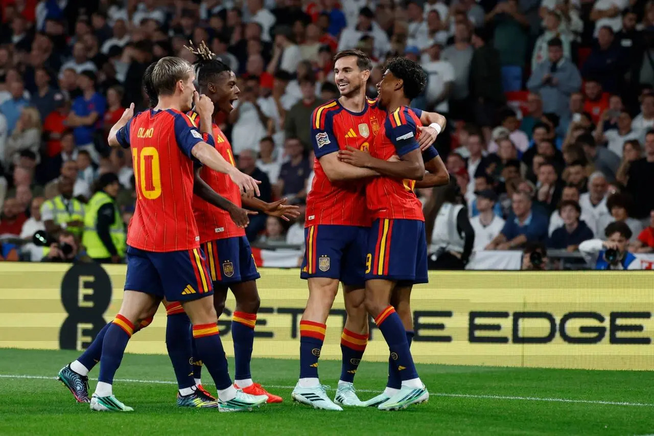 Jugadores de la selección española durante un partido