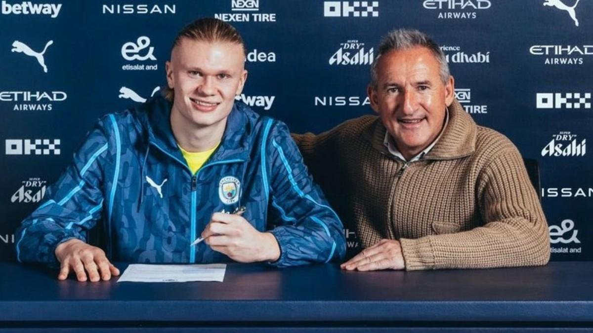Erling Haaland, delantero noruego que firmó una larga extensión de contrato con el Manchester City hasta 2034
