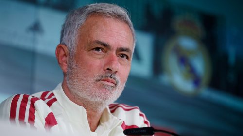 Mourinho, entrenador del Real Madrid, en una rueda de prensa